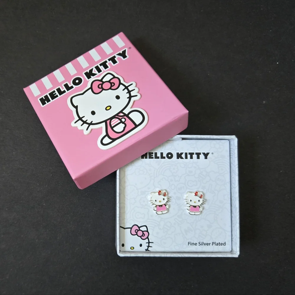 Hello Kitty Sanrio Pink and White Earrings